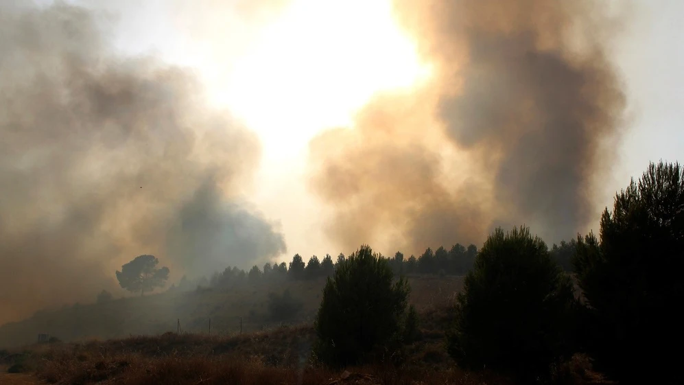 Imagen de las llamas provocadas por el incendio que se ha producido en la localidad albaceteña de Hellín