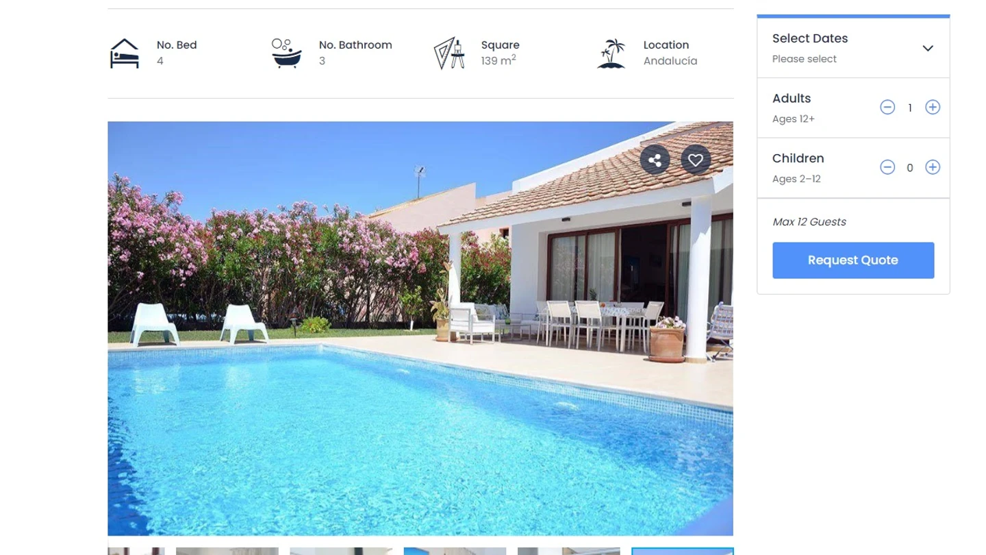 Imagen de un ejemplo de web de alojamiento fraudulenta Imagen de un ejemplo de web de alojamiento fraudulenta