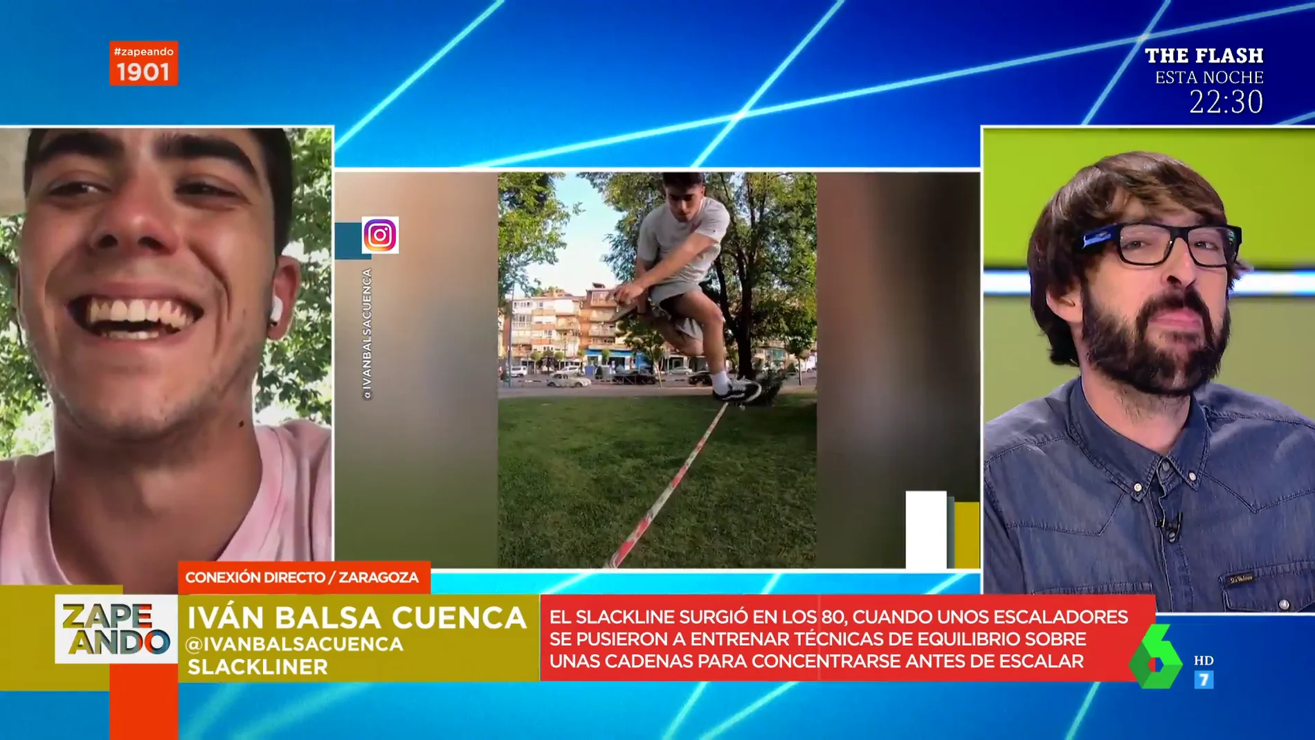 Iván Balsa arrasa en 'El Desafío' con su demostración de 'Slackline', el deporte que se basa en una cinta de cinco centímetros