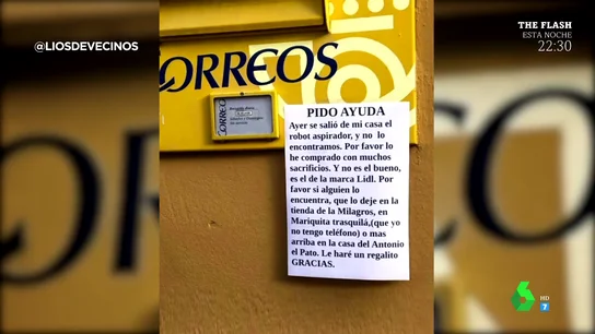 El cartel de un vecino que pidiendo ayuda tras 'escaparse' su cuyo robot aspirador: "Se salió de casa y no lo encontramos" El cartel de un vecino que pidiendo ayuda tras 'escaparse' su cuyo robot aspirador: "Se salió de casa y no lo encontramos"