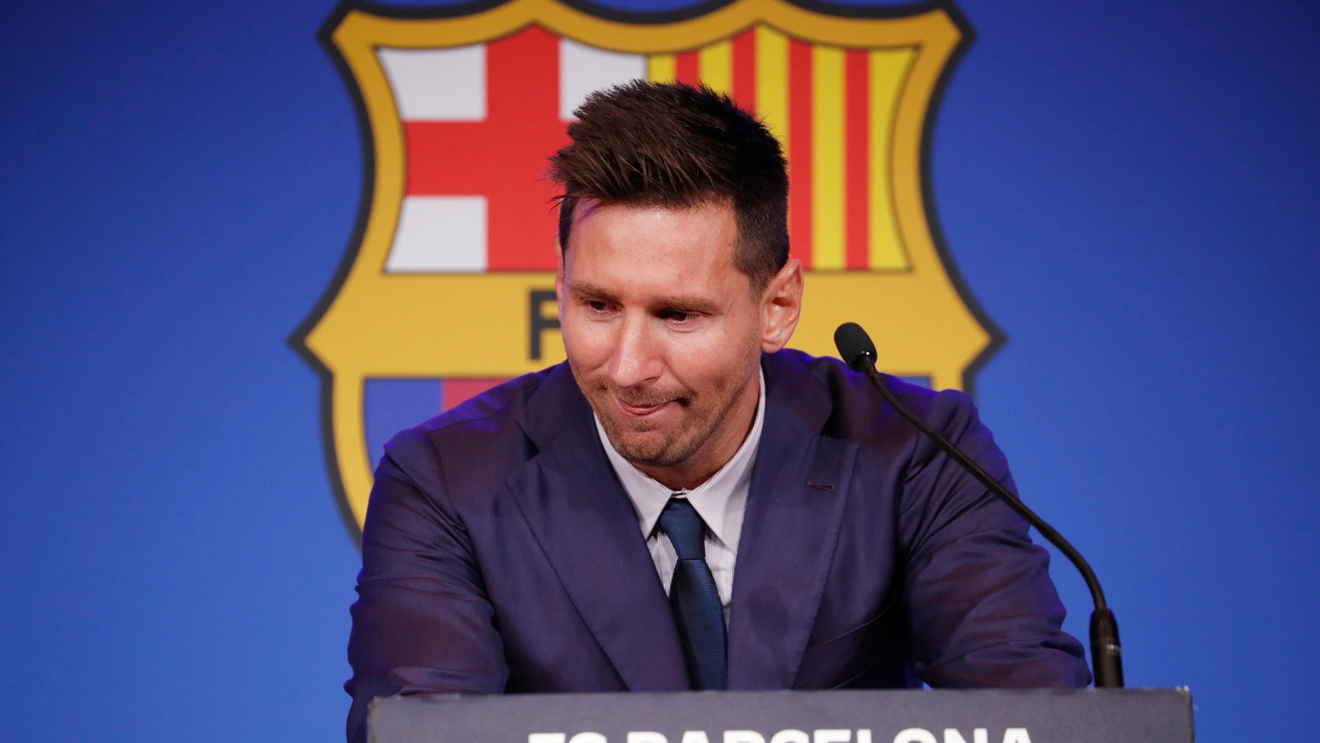 Leo Messi, emocionado en su adiós al Barça