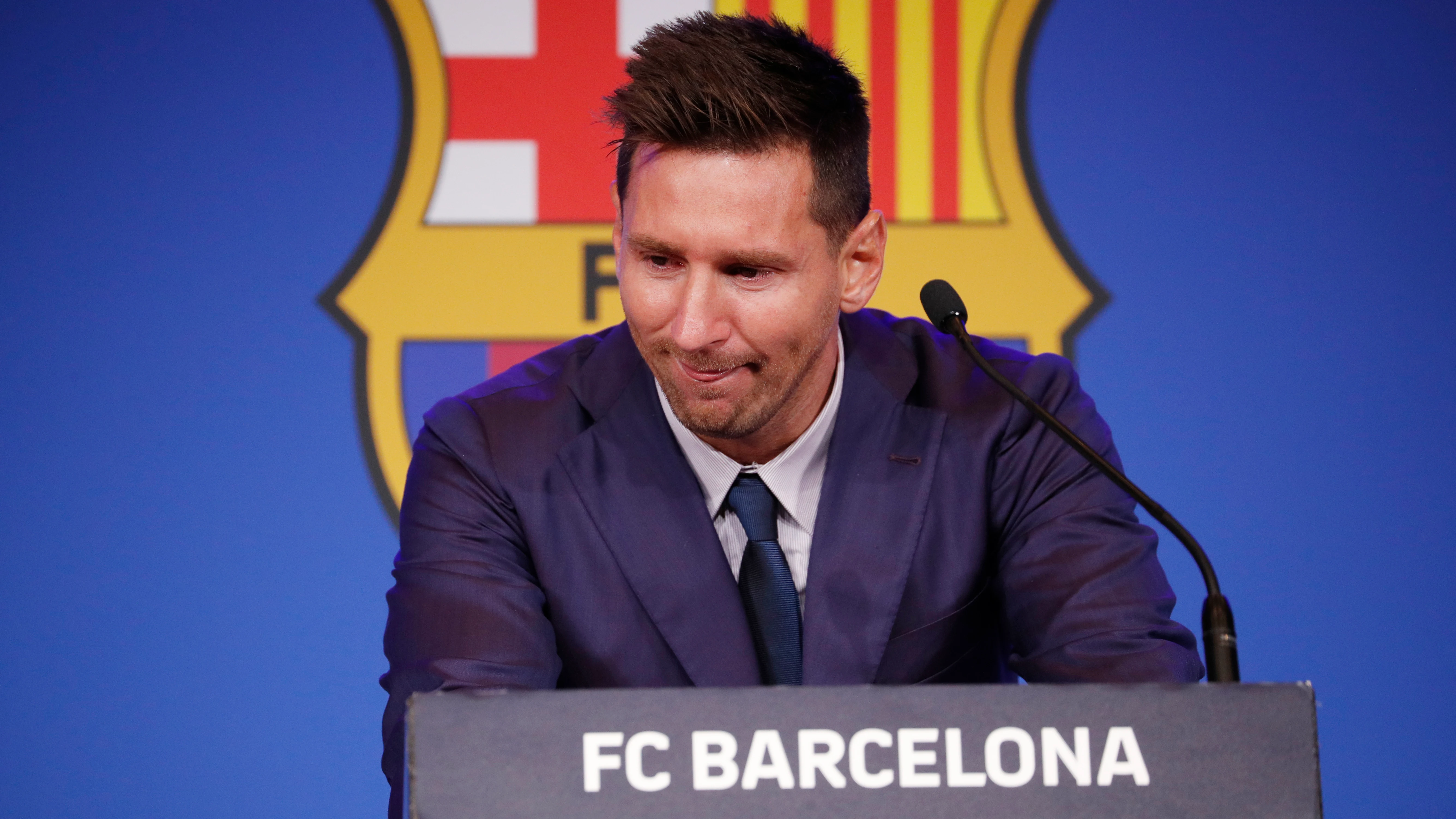 Leo Messi, emocionado en su adiós al Barça