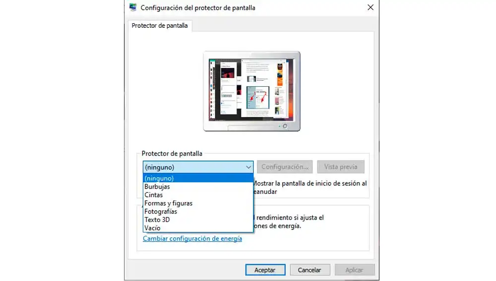 Configurando el salvapantallas Configurando el salvapantallas