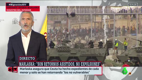 Marlaska insiste en "los retornos asistidos" de los menores de Ceuta a Marruecos y defiende su legalidad Marlaska insiste en "los retornos asistidos" de los menores de Ceuta a Marruecos y defiende su legalidad