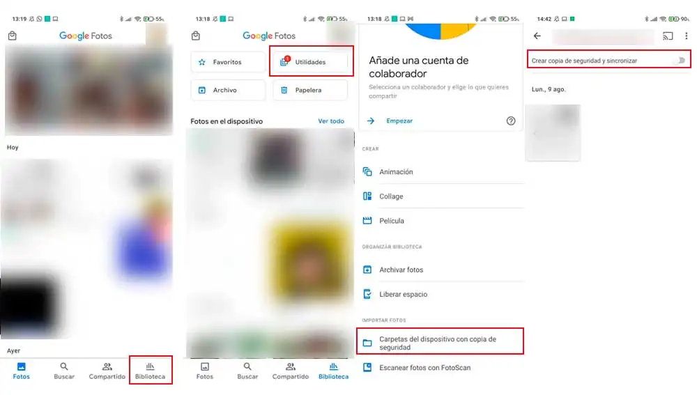 Activa o desactiva las copias de seguridad