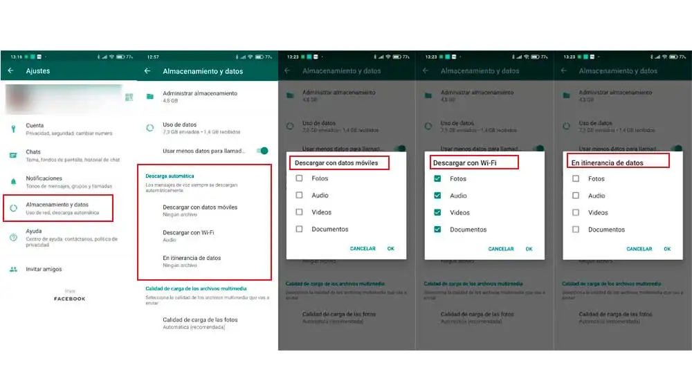 Configurando las descargas automáticas