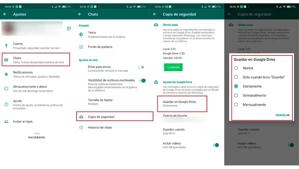 Desactivando las copias de seguridad auromáticas