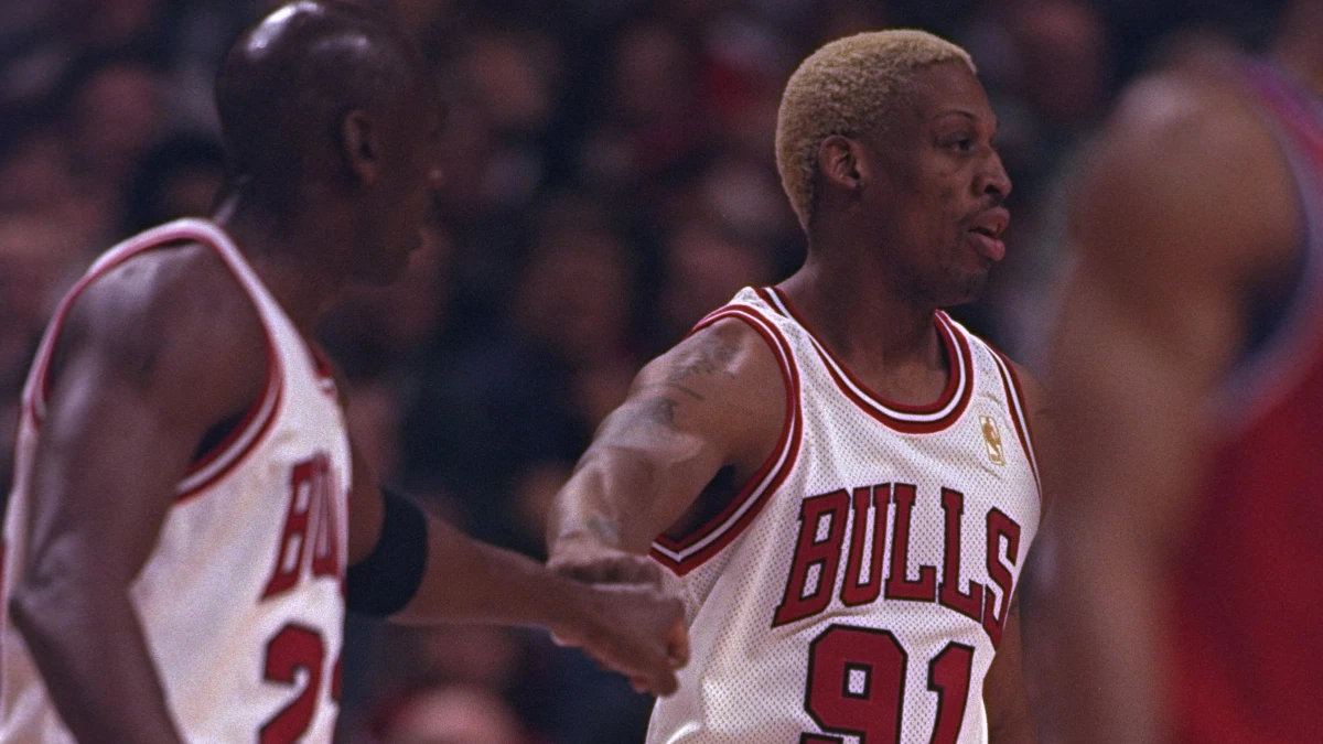 Michael Jordan, con Dennis Rodman