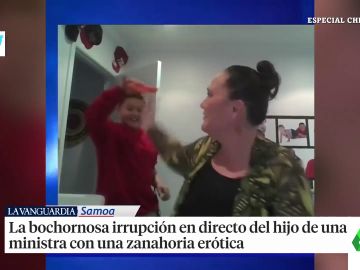 El hijo de una ministra neozelandesa interrumpe su entrevista en directo para mostrar una zanahoria con forma de pene