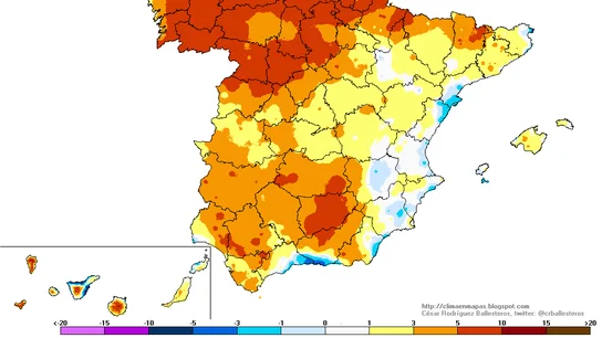 Anomalía de la temperatura este fin de semana Anomalía de la temperatura este fin de semana
