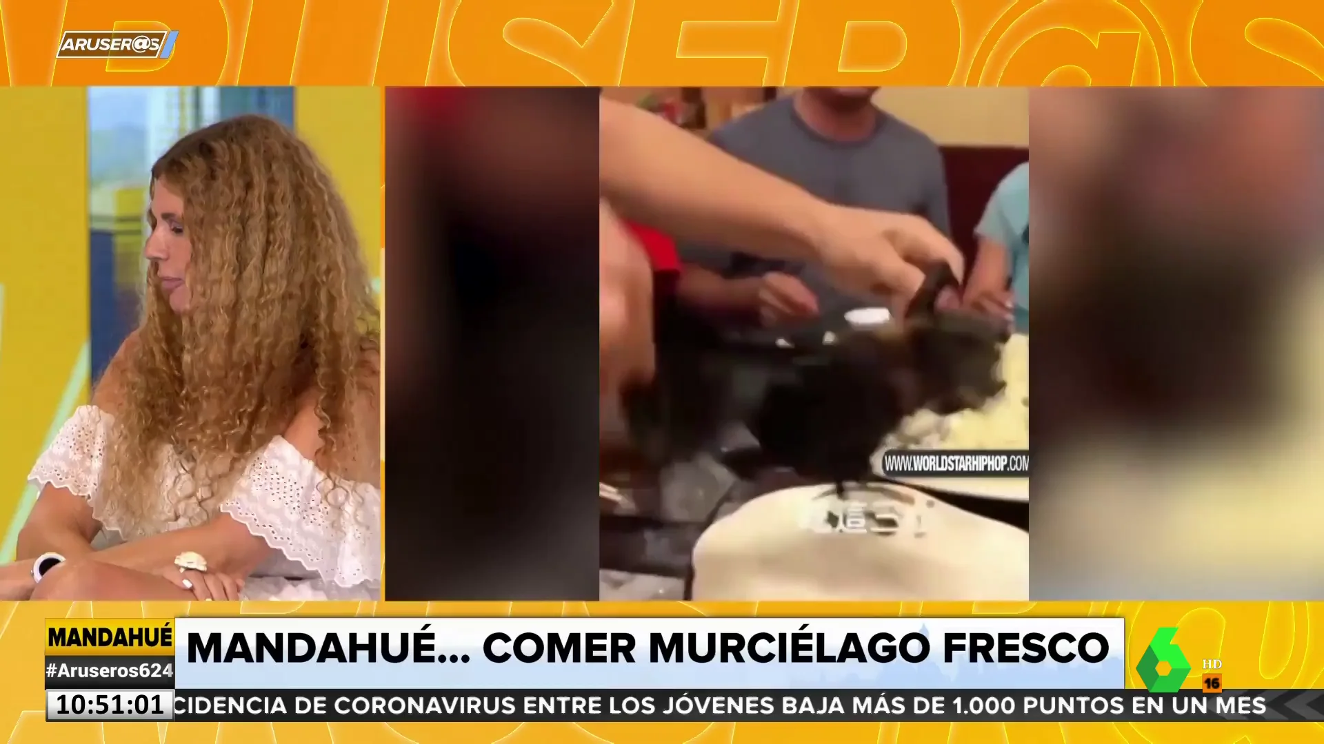 La divertida reacción de Angie Cárdenas al ver a un grupo de personas comiendo "murciélago fresco"