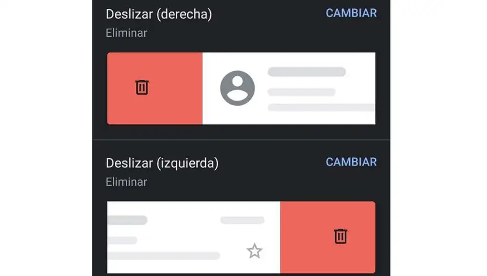 Gestos en Gmail