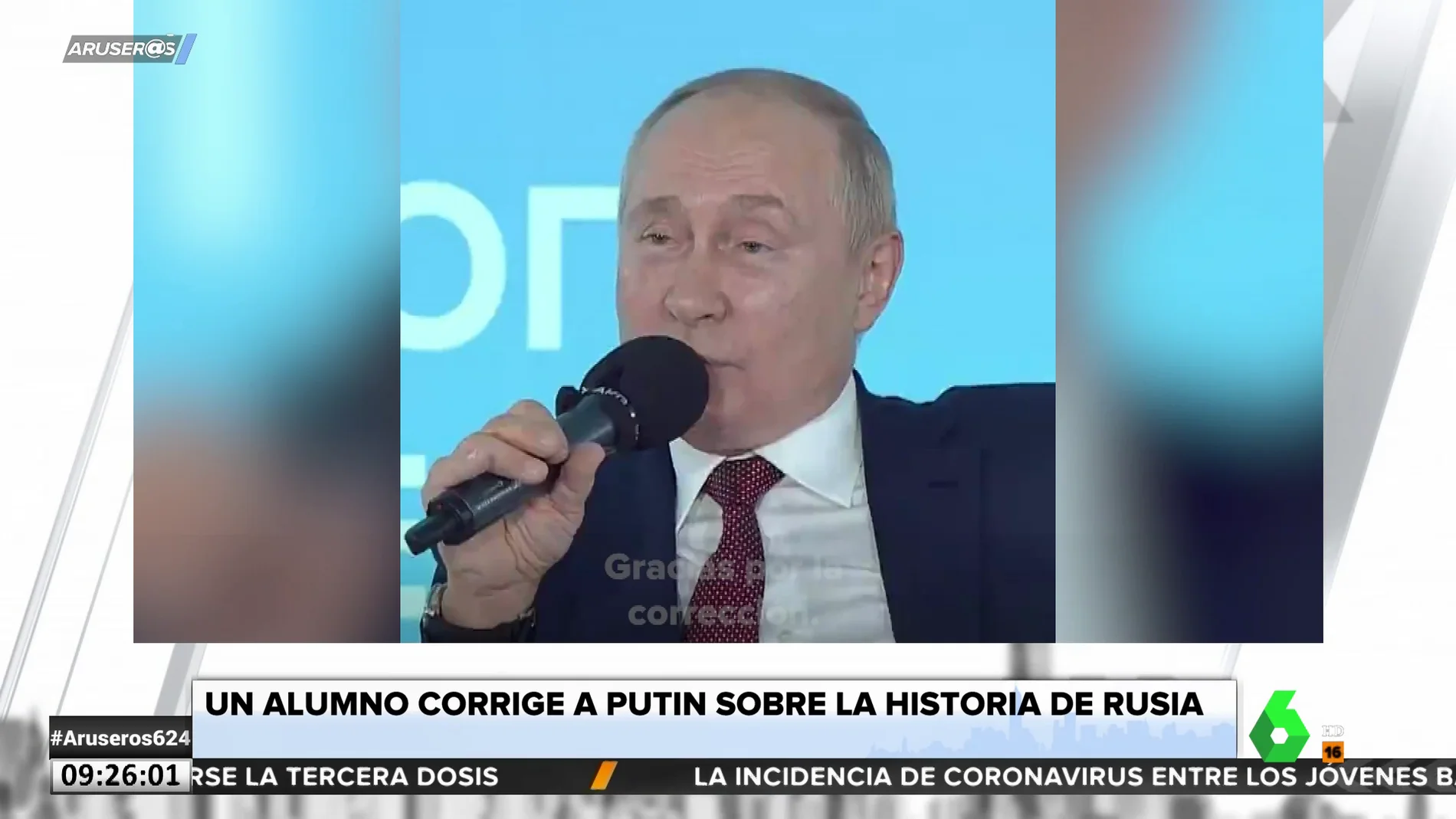 La reacción de Putin cuando un niño le corrige ante las cámaras