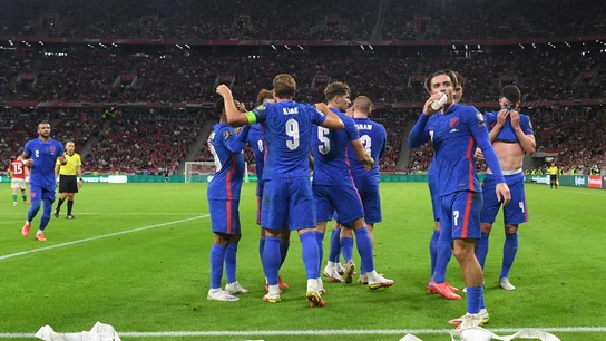 La selección inglesa celebra un gol La selección inglesa celebra un gol