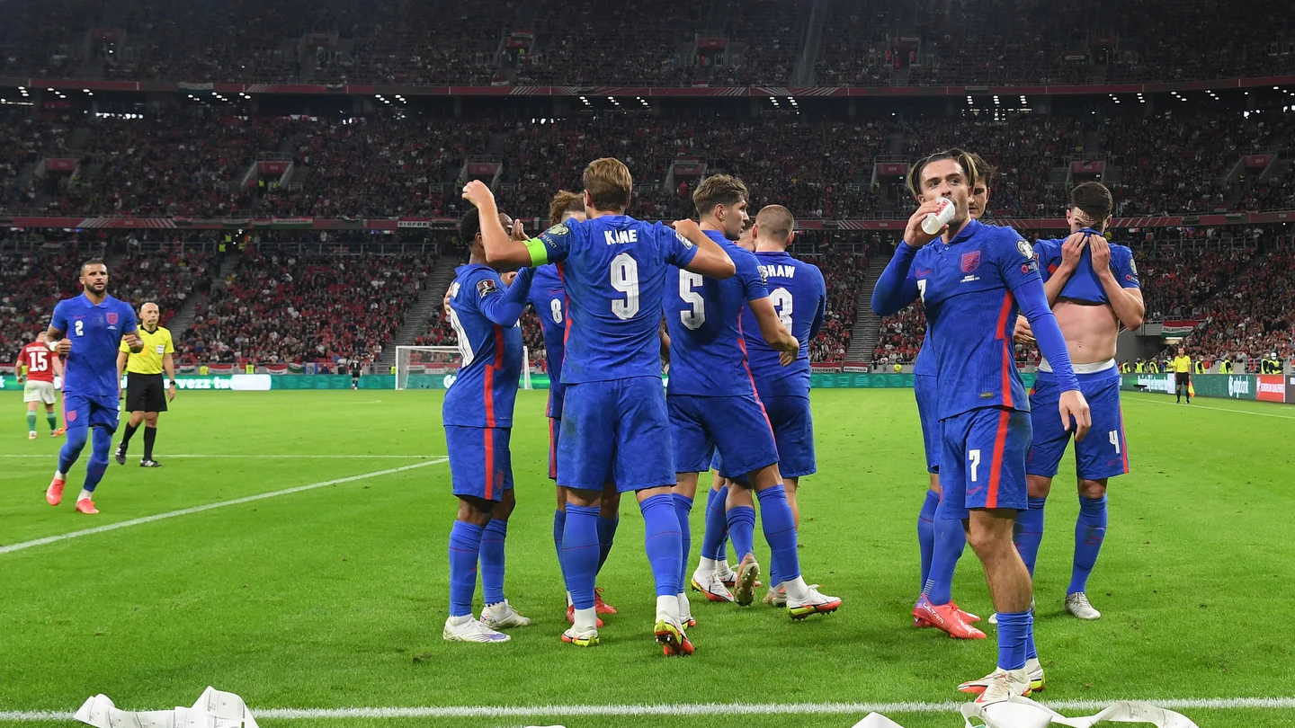 La selección inglesa celebra un gol La selección inglesa celebra un gol