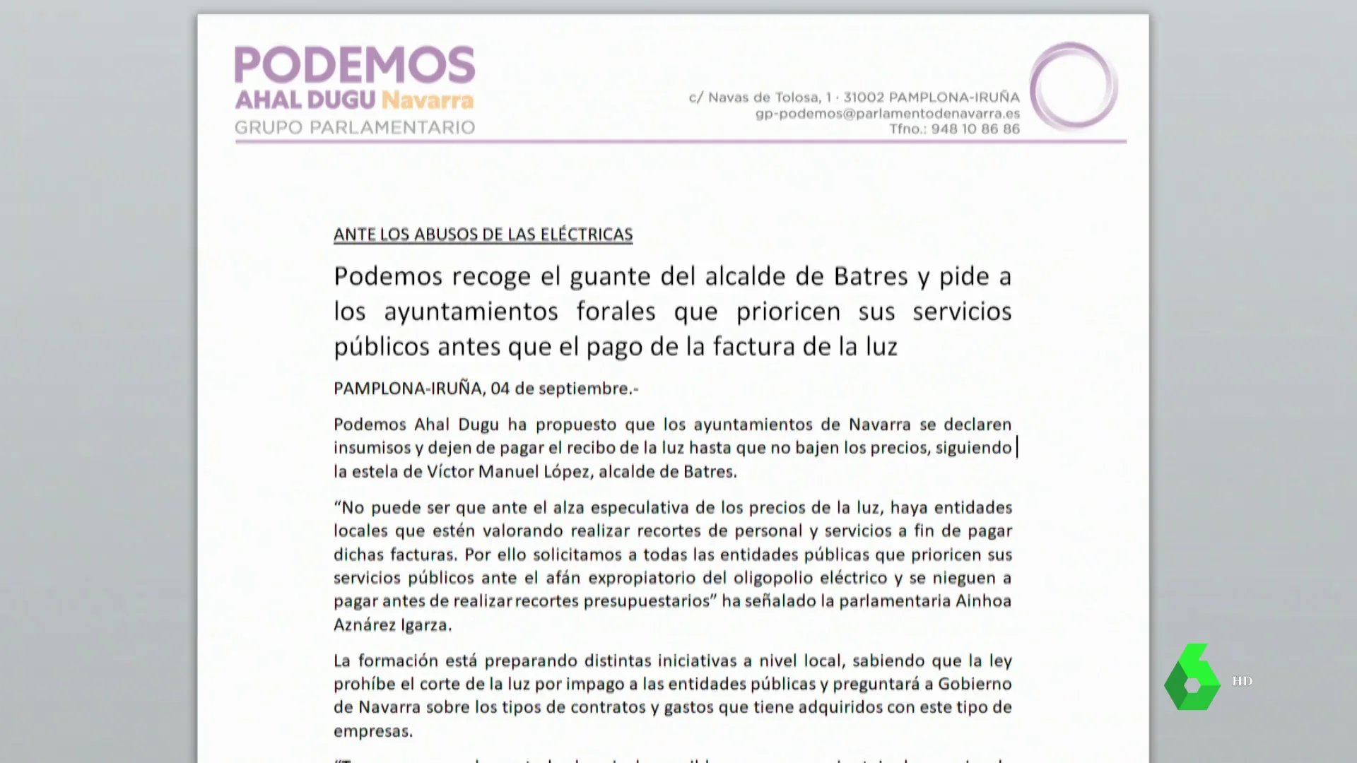 PODEMOS INSUMISOS NAVARRA LUZ PODEMOS INSUMISOS NAVARRA LUZ
