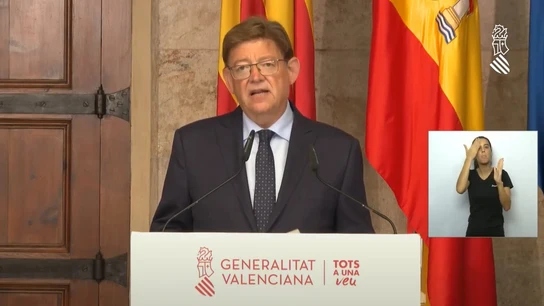 Ximo Puig en su comparecencia de este lunes Ximo Puig en su comparecencia de este lunes