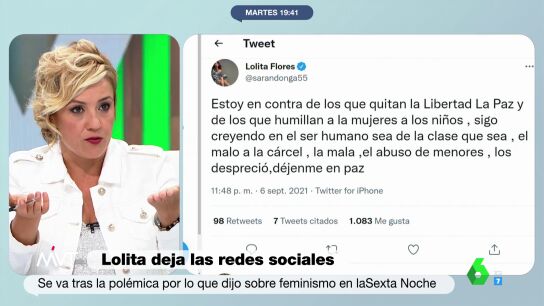 La indignaci&oacute;n de Cristina Pardo ante las cr&iacute;ticas a Lolita en Twitter