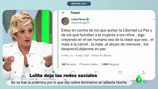La indignación de Cristina Pardo ante las críticas a Lolita en Twitter La indignación de Cristina Pardo ante las críticas a Lolita en Twitter