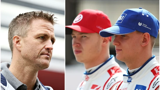 Ralf Schumacher, Nikita Mazepin y Mick Schumacher Ralf Schumacher, Nikita Mazepin y Mick Schumacher