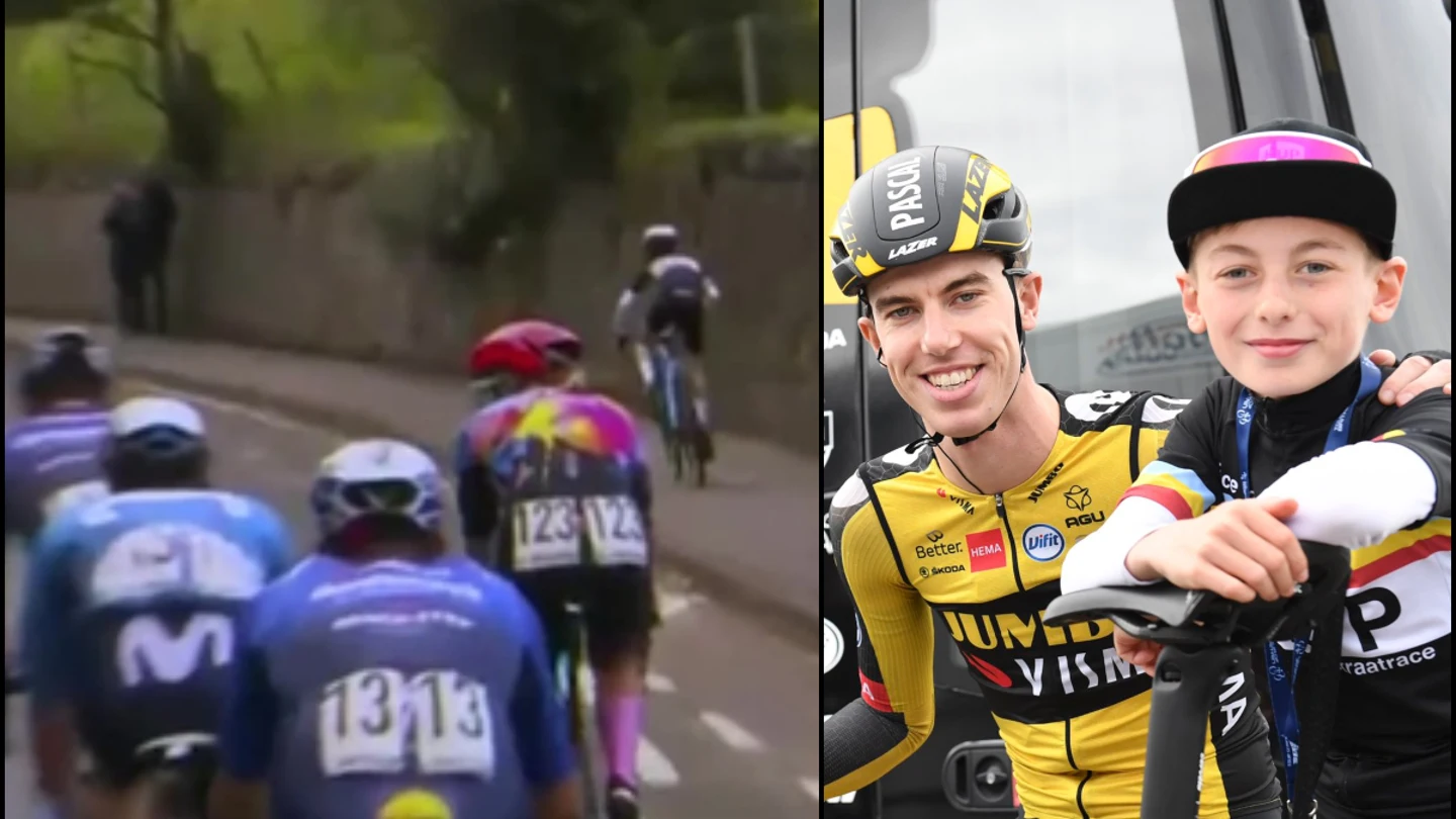 Niño ciclista en el Tour de Gran Bretaña Niño ciclista en el Tour de Gran Bretaña