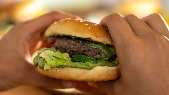 Imagen de archivo de una hamburguesa Dedo hamburguesa