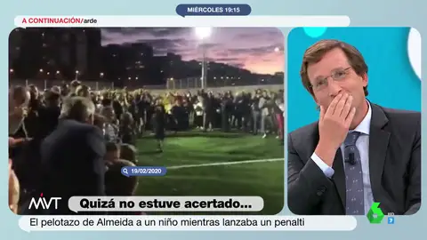 La reacción de Martínez-Almeida al volver a ver el pelotazo que le dio a un niño en la cabeza