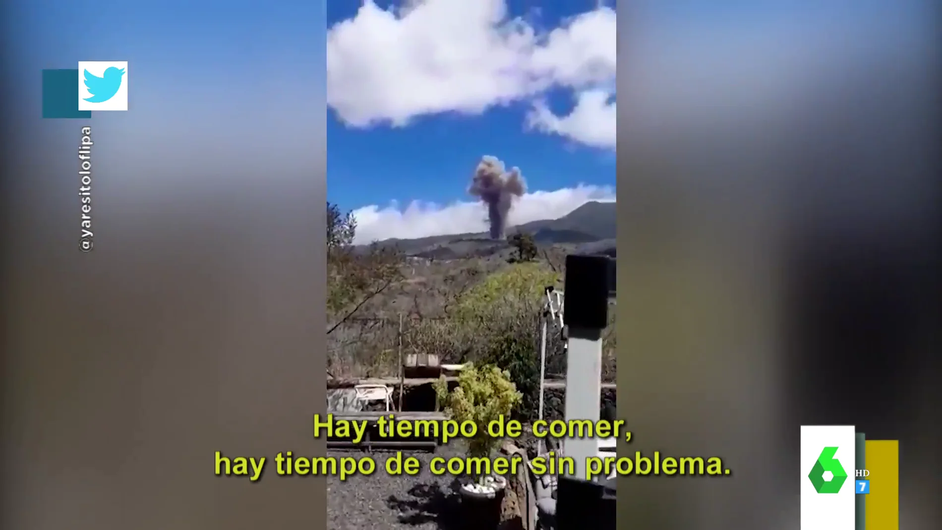 "Hay tiempo de comer sin problemas": los virales de la erupción del volcán en La Palma que arrasan en redes