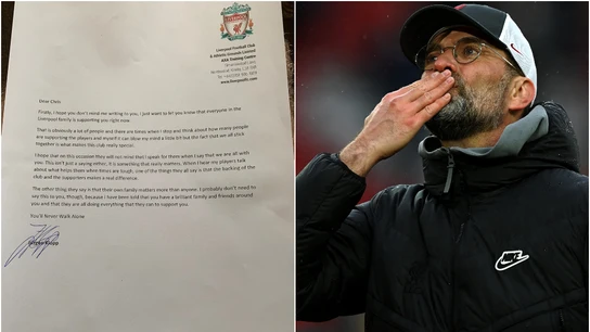 Increíble gesto de Jürgen Klopp: envió una carta a un aficionado del Liverpool con cáncer Increíble gesto de Jürgen Klopp: envió una carta a un aficionado del Liverpool con cáncer