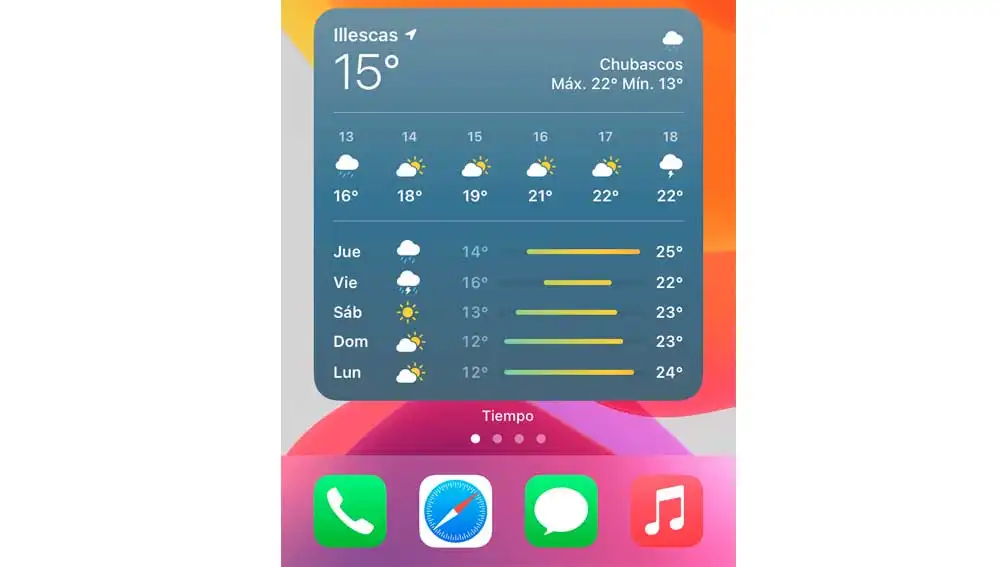 Así son los widgets de el tiempo en iOS