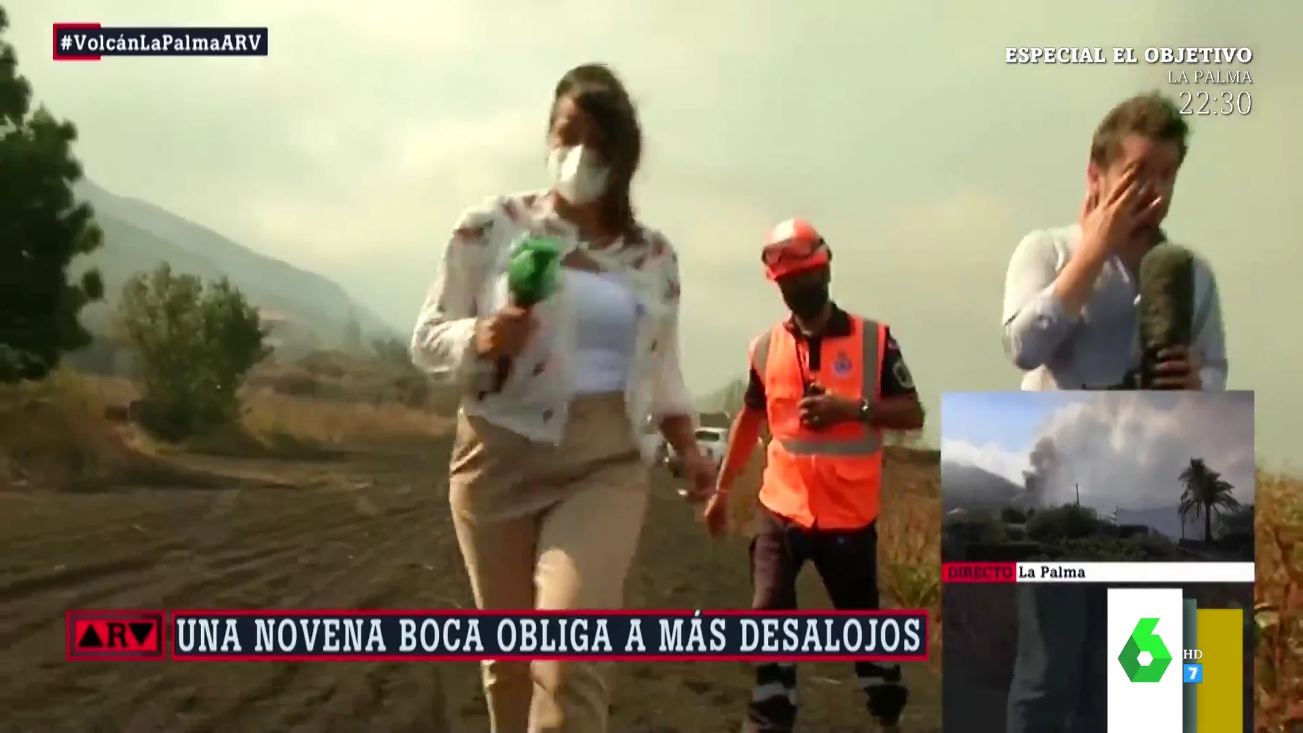 Así tuvo que salir corriendo una reportera de laSexta en directo con una nueva boca del volcán