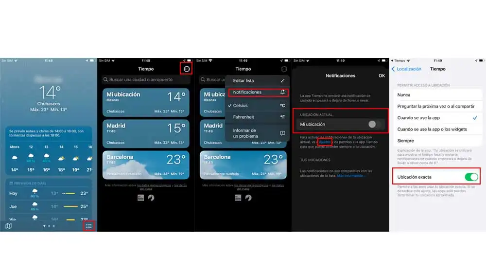 Activando las notificaciones del tiempo en iOS Activando las notificaciones del tiempo en iOS