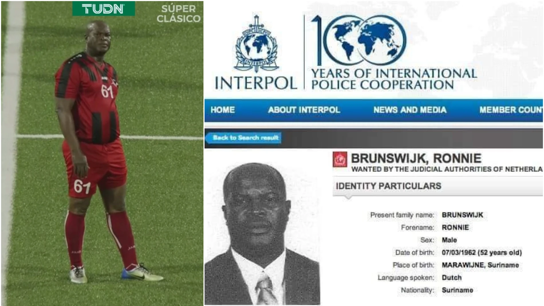 El vicepresidente de Surinam, buscado por la Interpol por narcotráfico, debuta en la Concacaf a los 60 años
