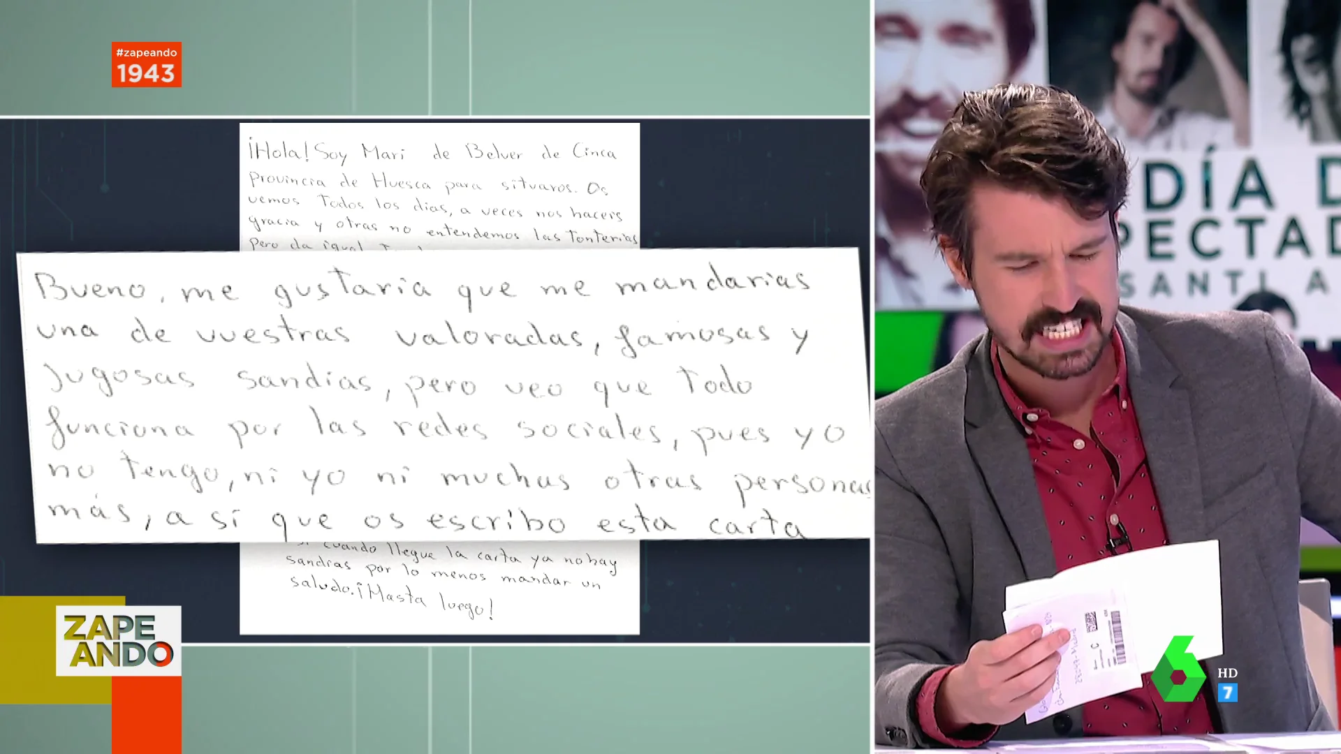 La bonita carta de una fan de Zapeando: "Os veo todos los días, a veces me río y otras no os entiendo"