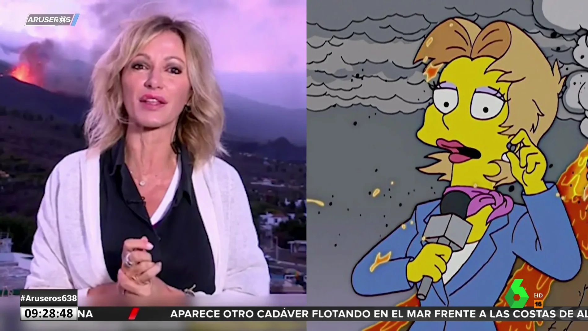 Los Simpson ya predijeron que Susanna Griso retransmitiría desde el volcán de La Palma