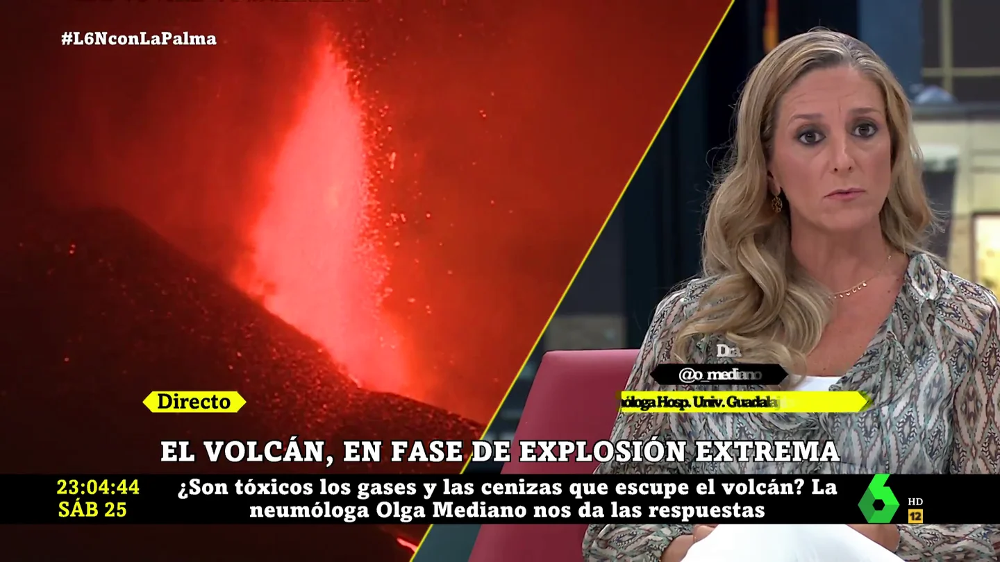 La neumóloga Olga Mediano detalla qué síntomas se pueden dar tras inhalar ceniza volcánica La neumóloga Olga Mediano detalla qué síntomas se pueden dar tras inhalar ceniza volcánica