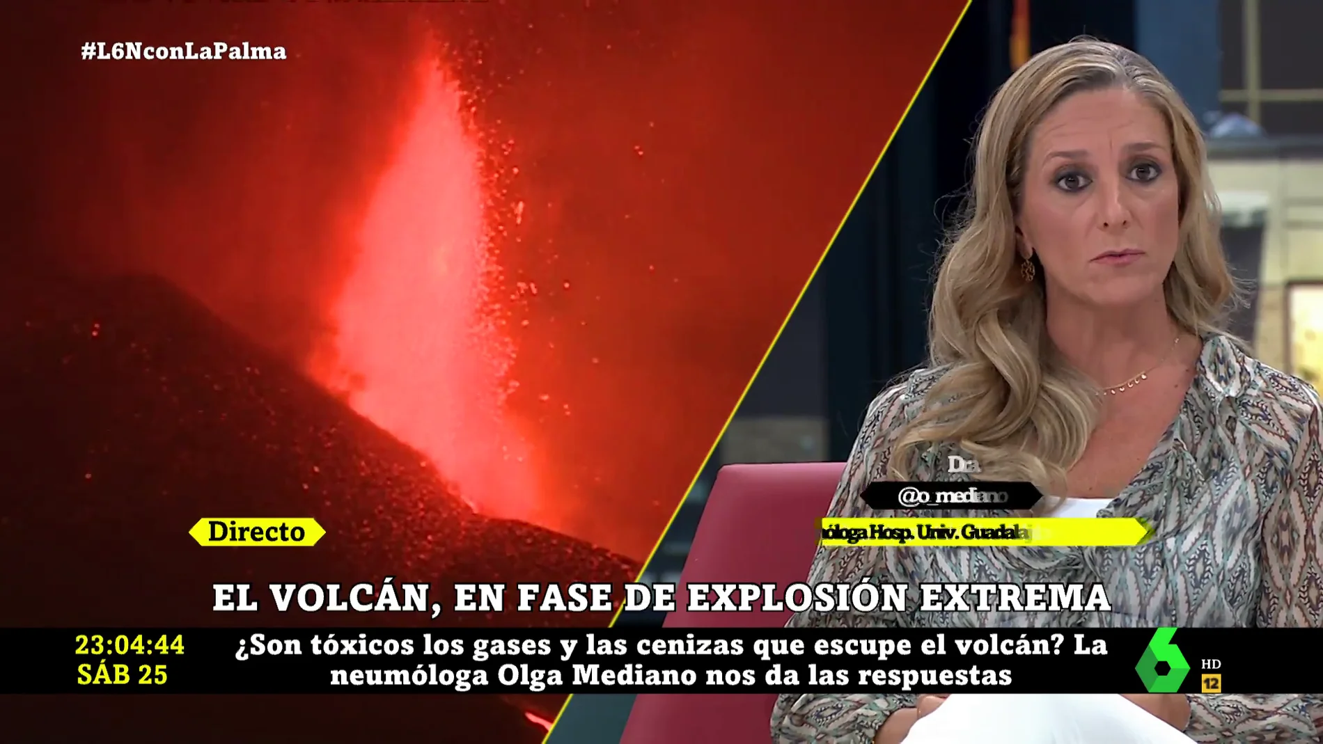 La neumóloga Olga Mediano detalla qué síntomas se pueden dar tras inhalar ceniza volcánica