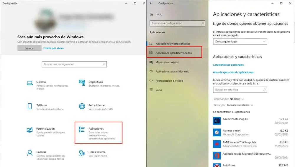 Accediendo a las opciones de configuración