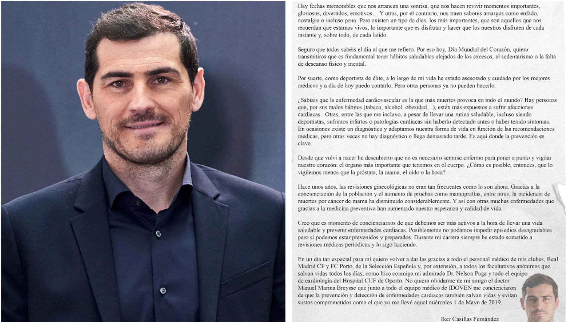 El concienciador mensaje de Iker Casillas en el Día Mundial del Corazón: &quot;La prevención es clave&quot;