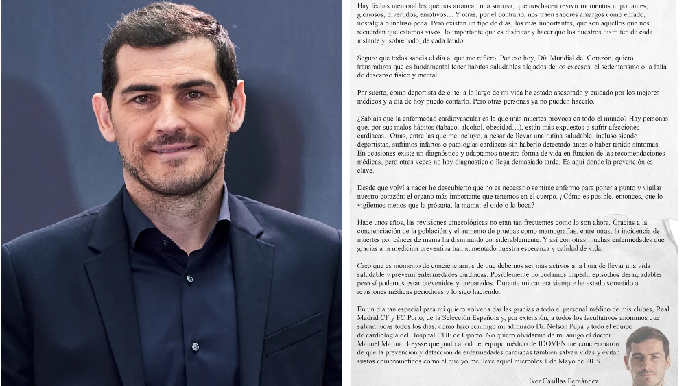 El concienciador mensaje de Iker Casillas en el Día Mundial del Corazón: "La prevención es clave"