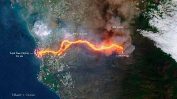 Imagen aérea de la erupción en La Palma