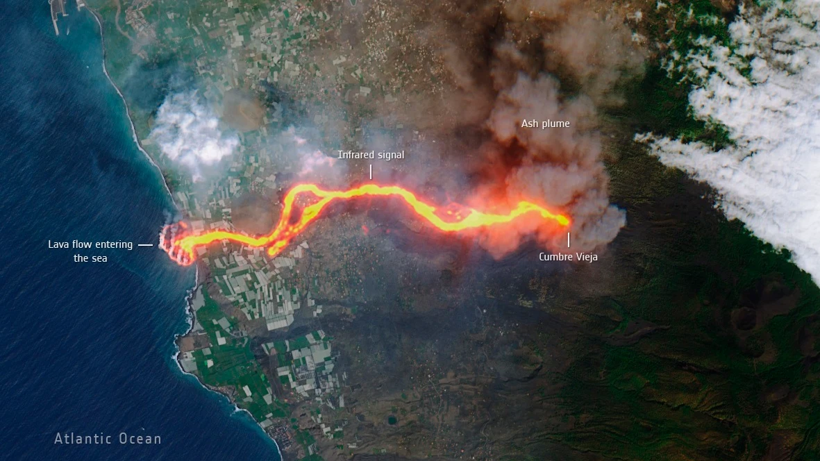 Imagen aérea de la erupción en La Palma