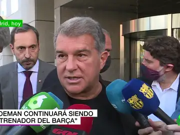 Joan Laporta, plena confianza en Ronald Koeman: &quot;Pase lo que pase, seguirá siendo el entrenador del Barça&quot;