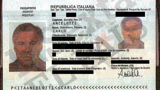 El pasaporte de Carlo Ancelotti. El pasaporte de Carlo Ancelotti.