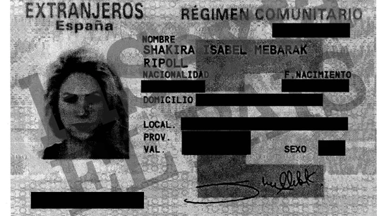 El pasaporte de Shakira. El pasaporte de Shakira.