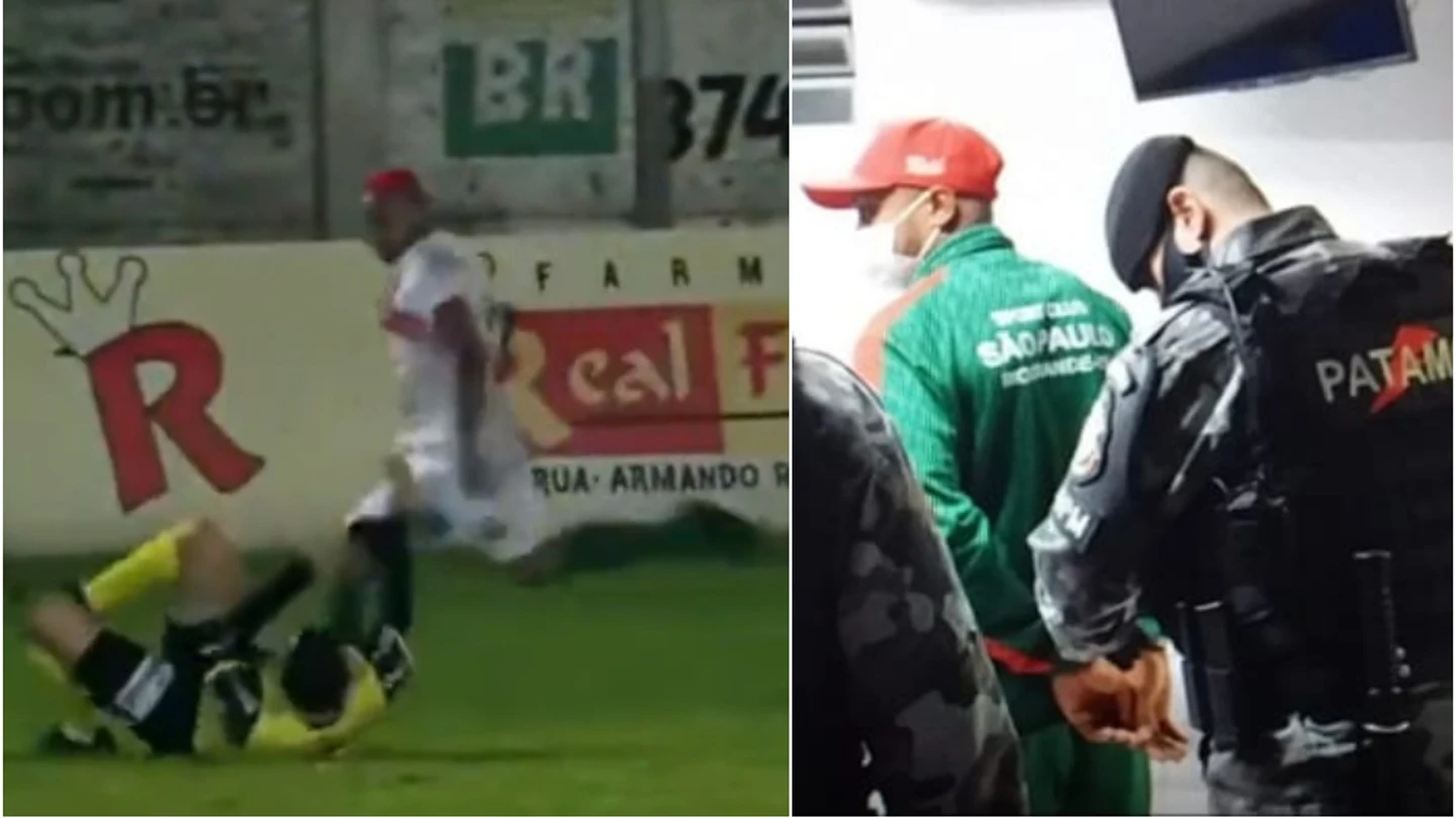 Agresión criminal a un árbitro en Brasil: un jugador, arrestado por patearle en la cabeza y mandarle al hospital Agresión criminal a un árbitro en Brasil: un jugador, arrestado por patearle en la cabeza y mandarle al hospital