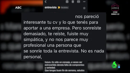 "Sonreíste demasiado": la surrealista justificación de una empresa para no contratar a una candidata "Sonreíste demasiado": la surrealista justificación de una empresa para no contratar a una candidata