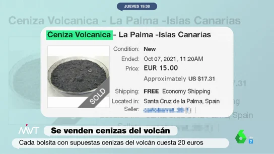 Cenizas volcánicas por 15 euros:internet se llena de anuncios para hacer negocio con el volcán de La Palma Cenizas volcánicas por 15 euros: internet se llena de anuncios para hacer negocio con el volcán de La Palma