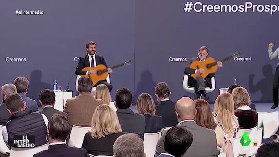 Vídeo manipulado - Casado y Rajoy sorprenden tocando la guitarra al ritmo de 'Bamboleo' Vídeo manipulado - Casado y Rajoy sorprenden tocando la guitarra al ritmo de 'Bamboleo'