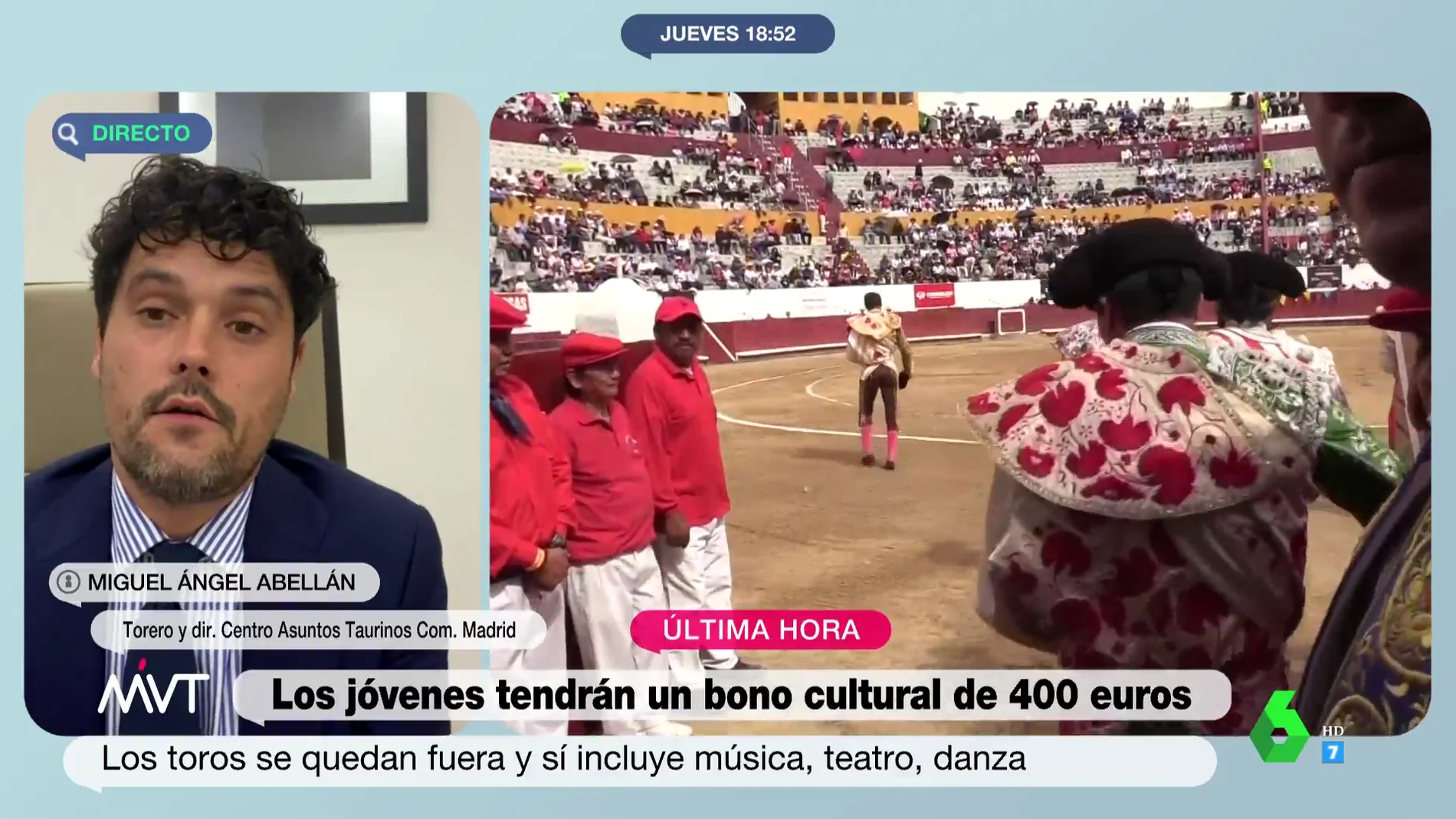 Miguel Abellán habla de "censura cultural" por la exclusión de los toros del bono del Gobierno
